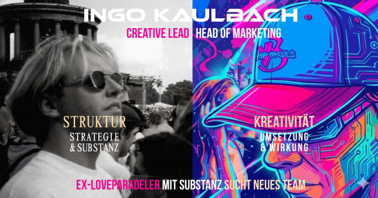 Porträt von Ingo Kaulbach mit Berufstiteln und buntem Hintergrund.